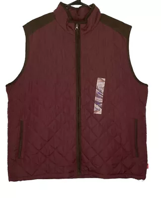 $80 NWT Coleman Mens Quilted Vest Red Cordovan Size 2XL Zip Front SACF7G4031 • $19.95