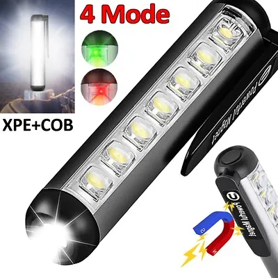 Rechargeable COB LED Flashlight Work Light Magnetic Super Bright Torch Penlight • $7.99