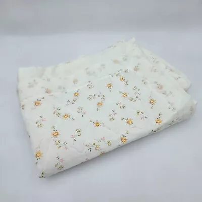 Vintage Acrylic Baby Blanket Satin Trim White Floral Yellow Pink Roses #530 • $49.99