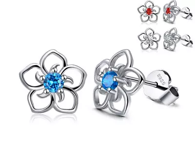 925 Sterling Silver Crystal Daisy Flower Classic Stud Earrings Womens Jewellery  • £3.09