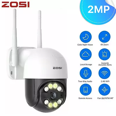 ZOSI 2MP PTZ Wireless Camera Outdoor WIFI IP CCTV Security Camera Smart IR HD • £24.73