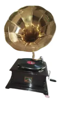 Gramophone Square Brown Colour With Brass Horn ~ Record Player ~78 Rpm. • £81.99