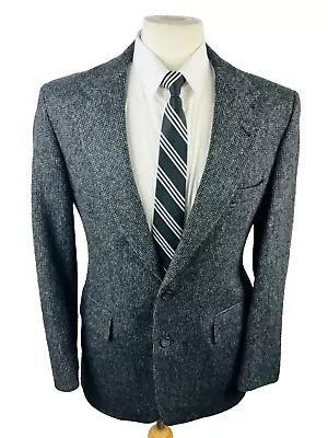 Vintage Boundary Waters Mens 40R Gray USA Tweed Blazer Sport Coat Suit Jacket • $84.98