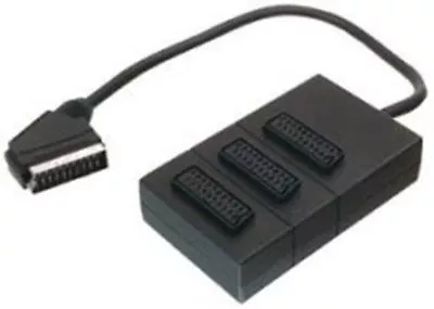 3 Way Scart Switch Box Splitter Lead Cable Plug Sockets Adaptor Combiner Joiner • £6.95