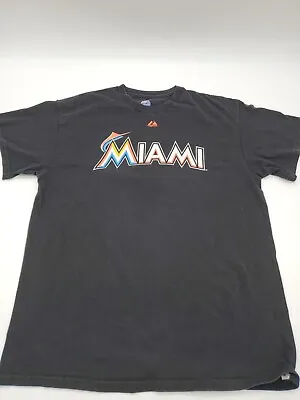 Miami Marlins T-Shirt Men Large Majestic Black Baseball Stanton …#2262 • $5.10