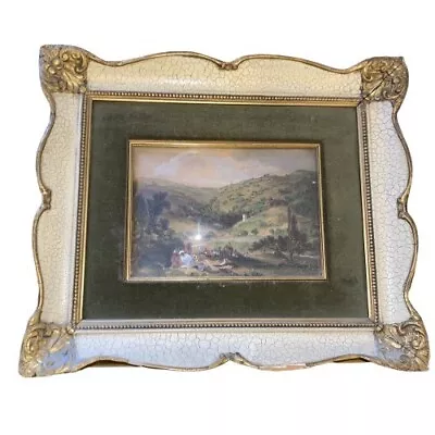 $40 • Buy Sungott Art Studios NY Hand Colored Engraving  Framed Lake & Mountain Scene