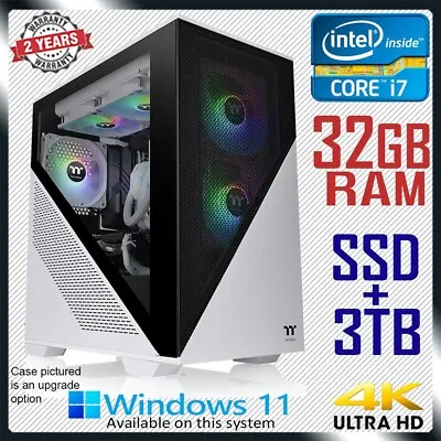 $1109 • Buy Intel Core I7 Gaming PC 32GB RAM Computer SSD + 3TB Home Office Desktop System