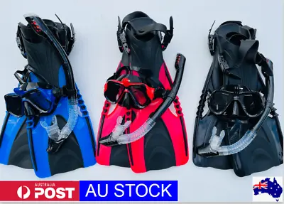 $79 • Buy Gopro Mount Mask Snorkeling Diving Set Dry Snorkel Long Fins Scuba Swimming Set