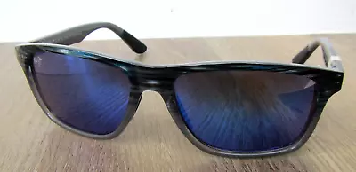 New Maui Jim $279 Onshore Sunglasses Blue Black Stripe Fade Rectangle On Shore • $210