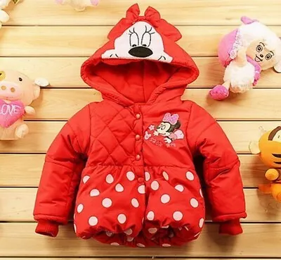 Brand New Girls Minnie Mouse Puffer Jacket With Polka Dot Design 4 Colours • £7.99