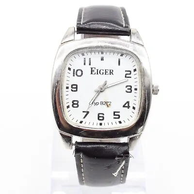 Vintage EIGER Watch Mens Silver Tone Stainless Steel Classic Big Square Face • $9.60