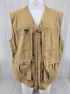 Faded Duluth Trading Vest Full Zip Nylon Vented Cargo Photography Safari XL • $25.49