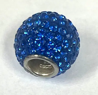 Sterling Silver Bead For Charm Braselet With Blue Stones • $9.99