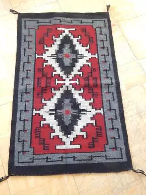 Pristine Vintage Teec Nos Pos Navajo Indian Rug 24 3/4 X 40   - Fabulous Dsgn • £352.76