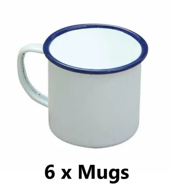  Falcon Traditional Enamel Mug 1/2pt 0.28lt White Enamel Mug Family Pack X 6 • £26.95