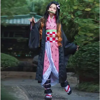 Anime Kamado Nezuko Costume Demon Slayer:Kimetsu No Yaiba Cosplay Wig Costumes • $19.10