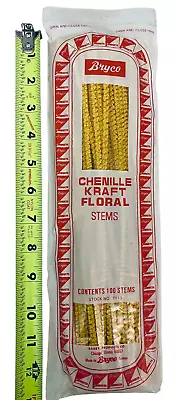 12  Vintage Bryco Chenille Kraft Stems Pipe Cleaners 100 Per Pack Yellow Craft • $16.95