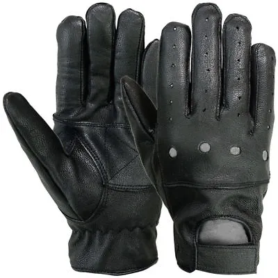 Mens Motorcycle Gloves Car Driving Motorbike Full Finger Leather Wrist Strap MRX • $9.99