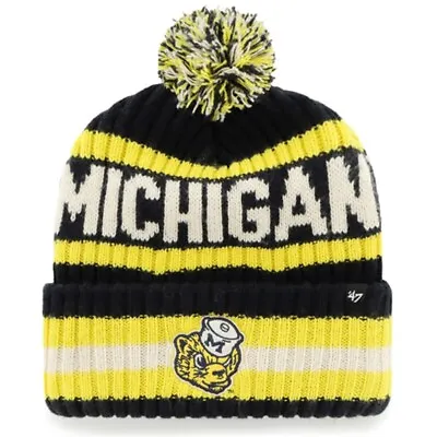 Michigan Wolverines 47 Brand Bering Cuff Knit Beanie - Navy - Vintage Logo • $31.95