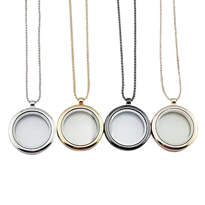 1 X Living Memory Glass Round Locket Necklace Pendant  I4P_ • £4.94