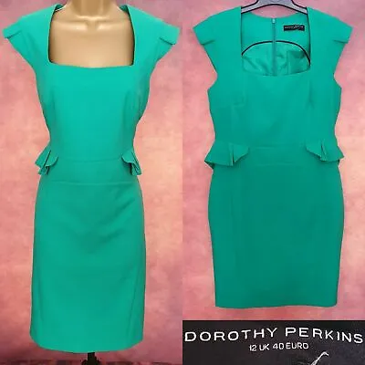 £25 • Buy NEW Lovely Ladies DOROTHY PERKINS Green Cap Sleeve Peplum Pencil Dress Size 12