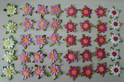 Craft 40 X Handmade Daisy Paper Flower Embellishments Assorted Colours • £1.55