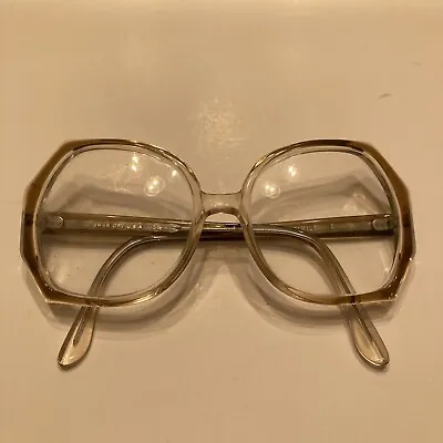 Vintage Swan Optics Facsimile Prescription Eye Glasses 5.5 Clear Beige USA 54-18 • $25.49