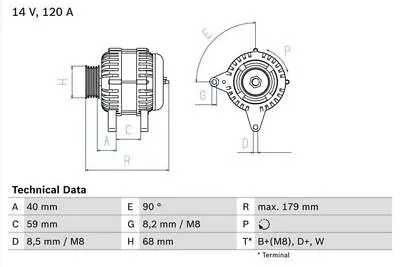 Alternator BOSCH Fits VW California T4 Camper Lt 28-35 II 90-06 028903027P • £422.86