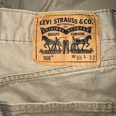 Levi 508 Reguar Tapered Men Size 36x32 Mid Denim Tan/beige Jeans • $15.97