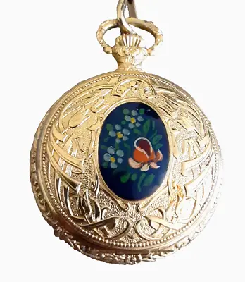 Reuge Swiss Mens Pocket Music Box Floral Design Rare Collectible With Chain • $845