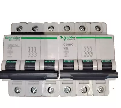 Schneider Merlin Gerin Multi 9 C60H Type C25a Triple Pole MCB 3 Phase Breaker • £17.99