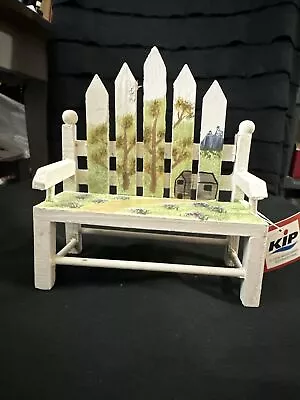 Miniature Doll House Hand Painted Garden Picketed Fence Bench 1:12-1:6 Scale NWT • $6