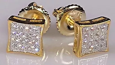 MEN'S 18K GOLD FINISH 0.5CT AAA Cubic Zirconia Ice SQUARE SCREW BACK EARRING 5MM • $15.99