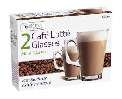 Set Of 2 240ml Coffee Cappuccino Tassimo Costa Tea Cafe Latte Mugs Glasses Cups • £5.99