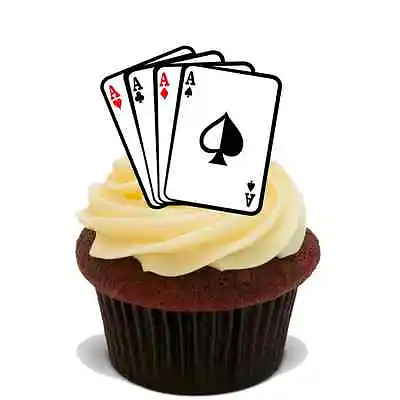 PLAYING CARDS 20X FLAT STAND UP PREMIUM RICE CARD Edible Cake Toppers D1 • £6.87