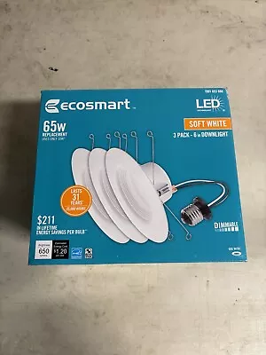 3-PACK 10W EcoSmart 65W LED 6 In Inch Downlight Dimmable Adjustable Soft White • $25