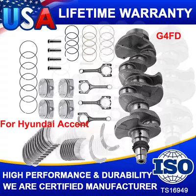 G4FD Crankshaft+Con Rod+Bearing+Piston Kit For Hyundai Accent Kia Rio Soul 1.6L • $366.85