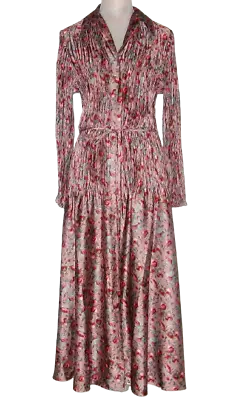 VINCE Pleated BERRY BLOOMS Long Sleeve Shirtdress XL Petal Quartz NWT MSRP$595 • $268.99
