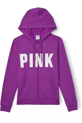 Victorias Secret Sexy PINK Perfect Fleece Zip-Up Hoodie Jacket Purple Size S NWT • $25.95