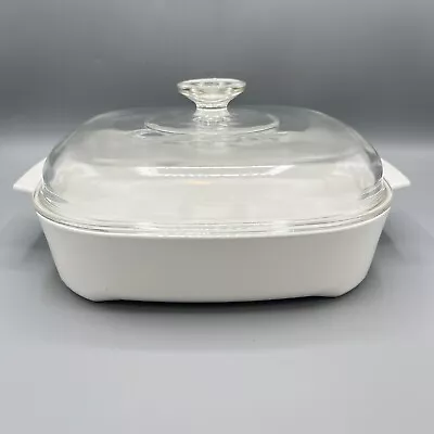 Corning Ware MW-A-10 Microwave Browning 10  Square Dish Milk Glass White & Lid • $19.99