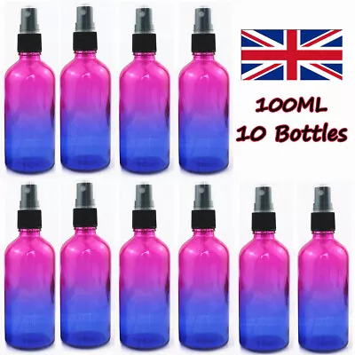  10x 100ML Red Glass Bottles Mist Spray Pump Atomiser Aromatherapy Oils Liquid • £13.99