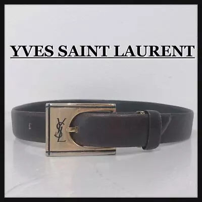 Yves Saint Laurent Authentic Belt Brown Gold Leather Cowhide Length 73cm 3 Holes • $94