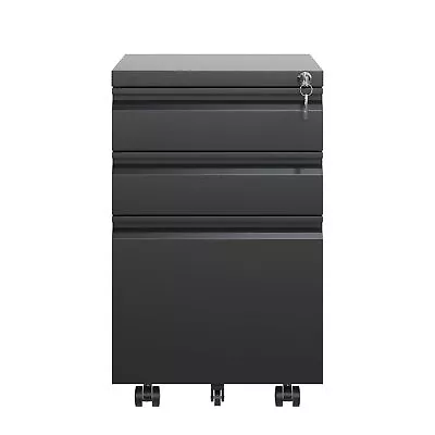 3 Drawer Mobile File Cabinet With LockMetal Filing Cabinets Black. • $132.70