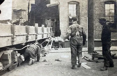 Damaged Building Workers In Montana Vintage Snapshot Photo  • $2.50