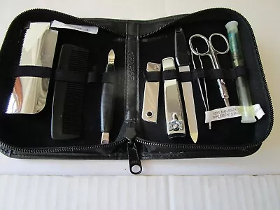 Dockers Manicure Grooming Kit For Men 10 Piece Stainless Steel Set Leather Case • $8