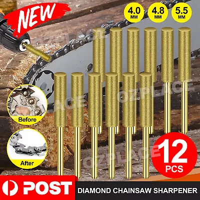 12PCS Diamond Chainsaw Sharpener Burr Grinder Chain Saw Drill Bits For Dremel • $7.45