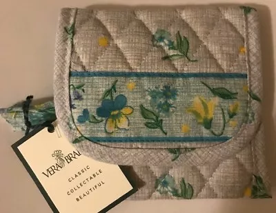 Vera Bradley Retired Rare Watercolor Pocket Wallet Light Blue Floral • $29