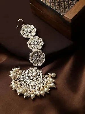 Indian Kundan Pearl Tikka Wedding Bollywood Fashion Women Hair & Head Jewelry • £13.85