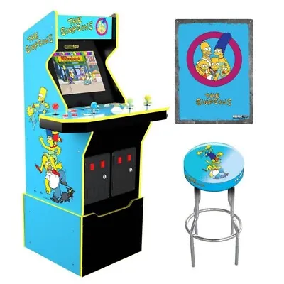 Arcade1Up The Simpsons Arcade With Stool Riser & Tin Wall Sign • $495