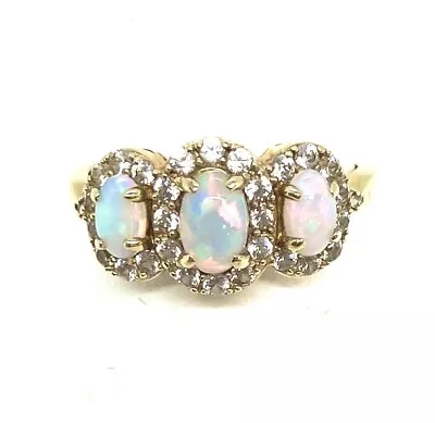 Vintage 14k 3 Opal And Diamond Ring. Size 6.5 • $400